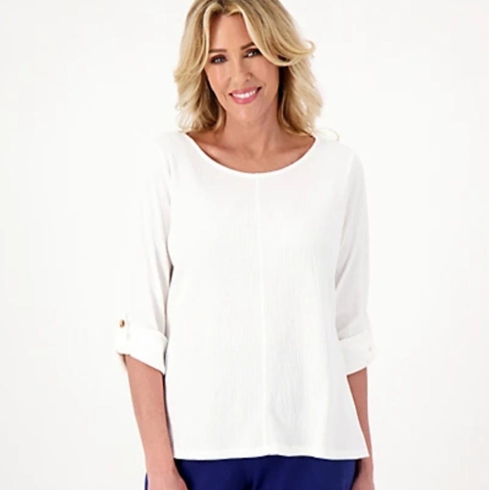 Belle by Kim Gravel Packabelle Roll Tab Top with Center Seam XL